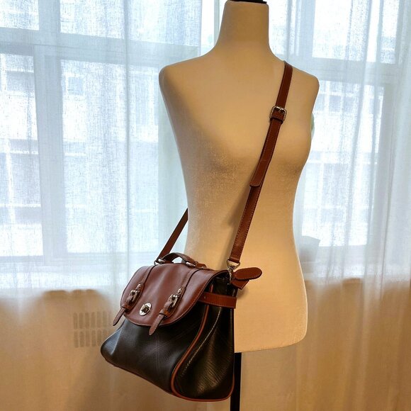 COPY Satchel Crossbody – Faux Leather Plaid & Cognac Brown - Picture 10 of 15